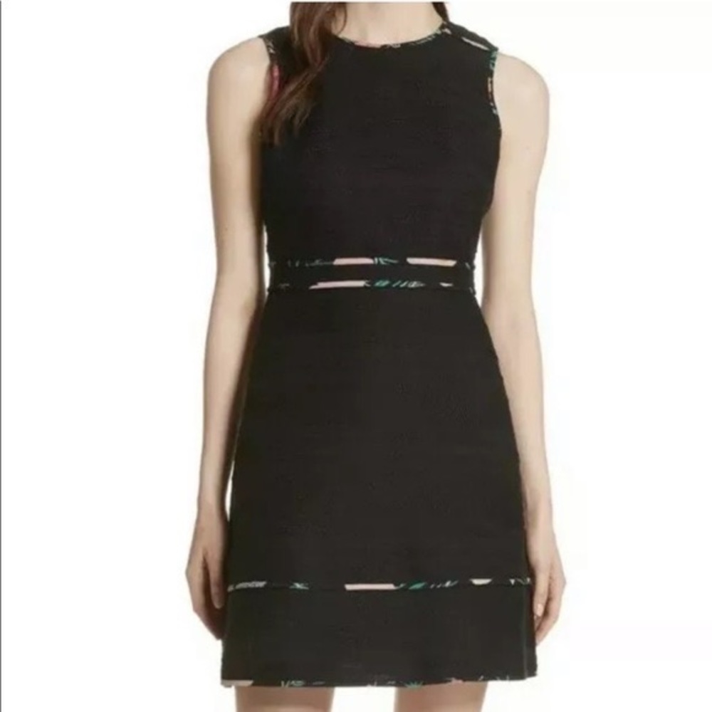 Kate Spade black tweed dress with floral piping